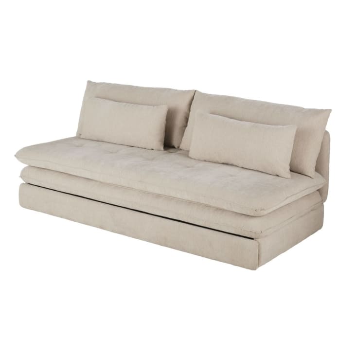 Maisons Du Monde Clio - Sofá Cama De 2/3 Plazas De Tela Reciclada En Beige