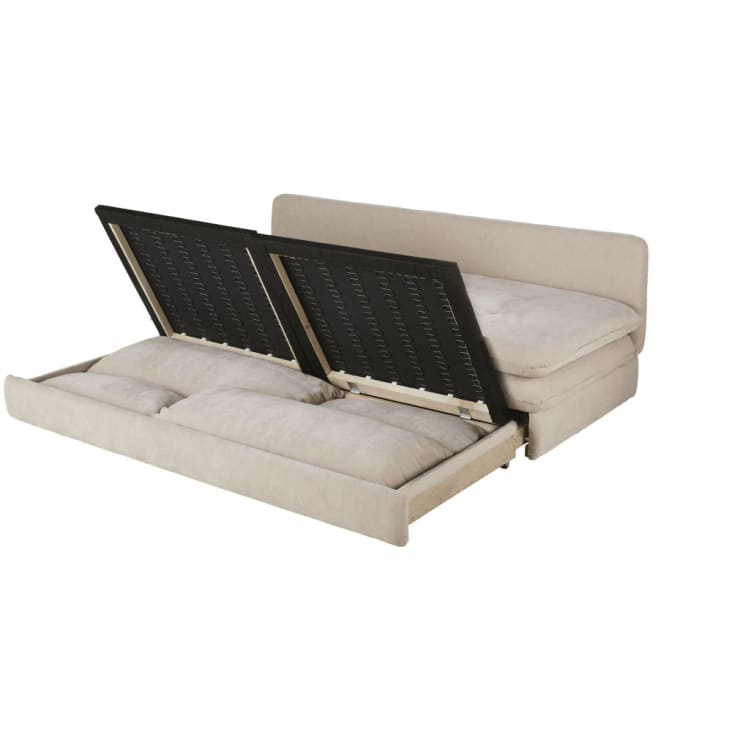 Maisons Du Monde Clio - Sofá Cama De 2/3 Plazas De Tela Reciclada En Beige