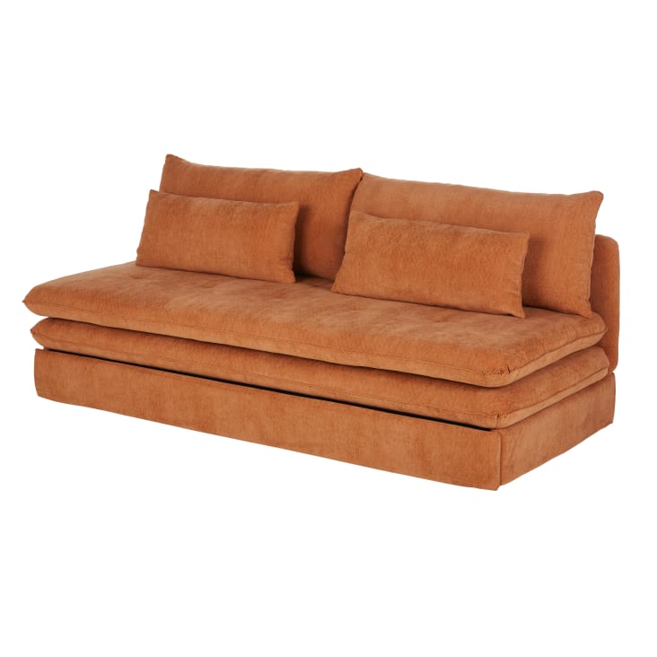 Maisons Du Monde Clio - Sofá Cama De 3 Plazas De Tela Reciclada Color Teja