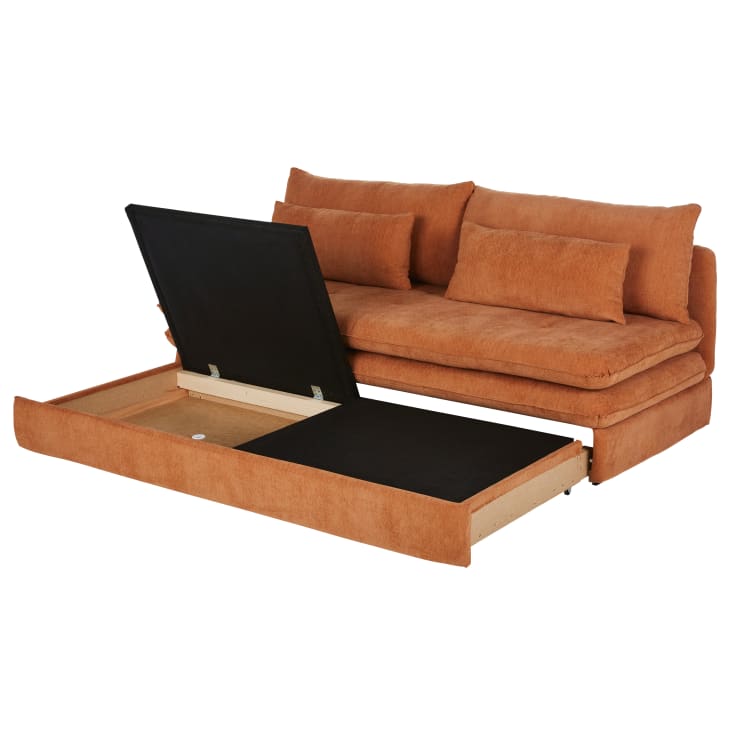 Maisons Du Monde Clio - Sofá Cama De 3 Plazas De Tela Reciclada Color Teja