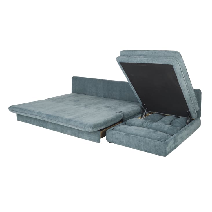 Maisons Du Monde Clio - Sofá Rinconera De 3/4 Plazas De Tela Reciclada Azul