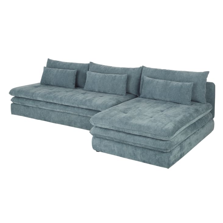 Maisons Du Monde Clio - Sofá Rinconera De 3/4 Plazas De Tela Reciclada Azul