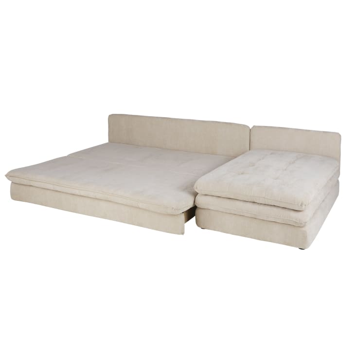 Maisons Du Monde Clio - Sofá Rinconera De 3/4 Plazas De Tela Reciclada Beige