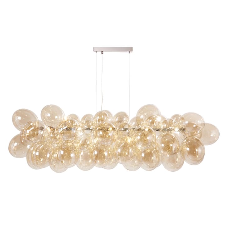 Maisons Du Monde CLOUD - Lámpara De Araña De Metal Y Globos De Cristal De ámbar