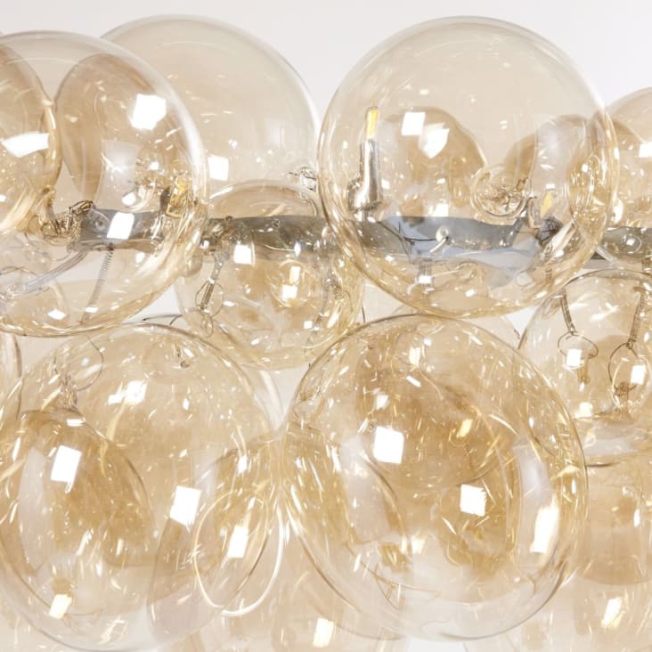 Maisons Du Monde CLOUD - Lámpara De Araña De Metal Y Globos De Cristal De ámbar