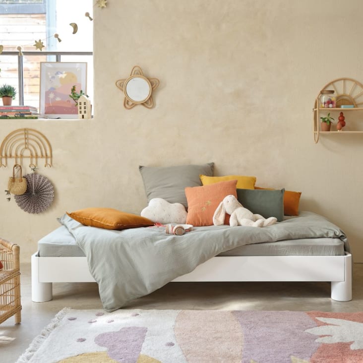 Maisons Du Monde CLOUDY - Cojín De Nube De Algodón Ecológico Blanco Con Estrellas Doradas 35x23