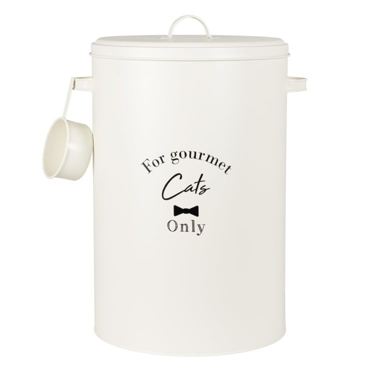 Maisons du Monde Club cat - Bote para pienso de gatos de metal crudo y negro de 28X50