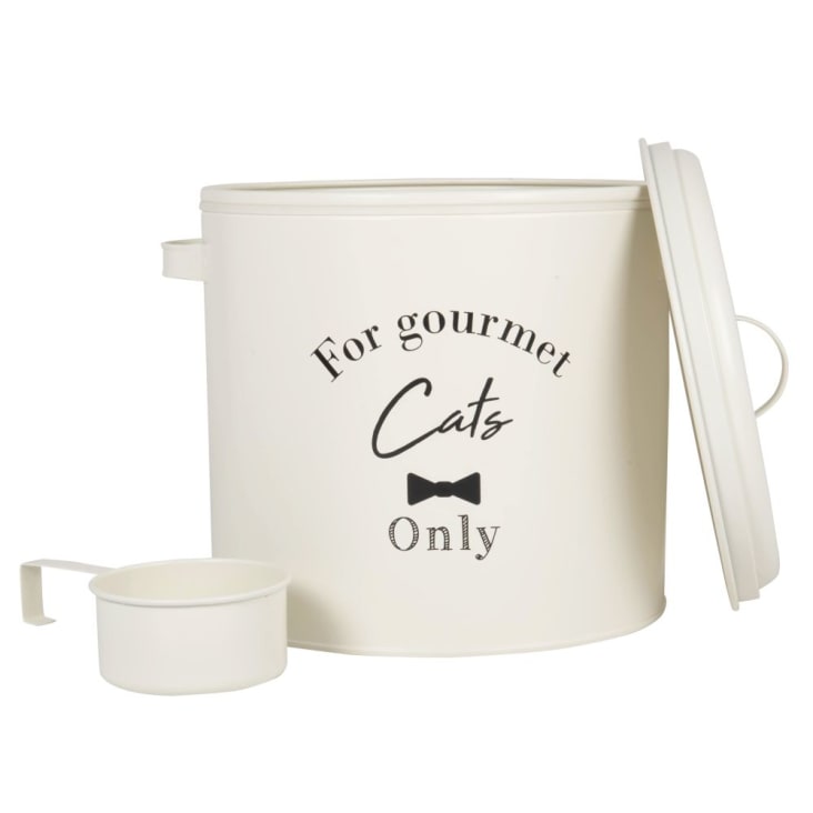 Maisons Du Monde CLUB CAT - Caja Para Comida De Gatos De Metal Color Crudo Alt. 30 Cm