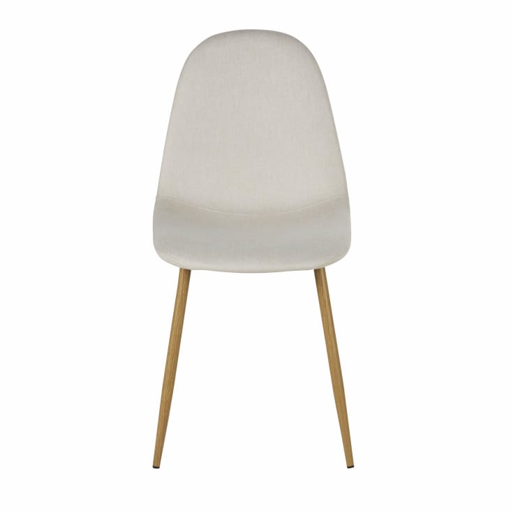 Maisons Du Monde Clyde - Silla De Tela Reciclada Beige Con Patas De Acero Efecto Roble