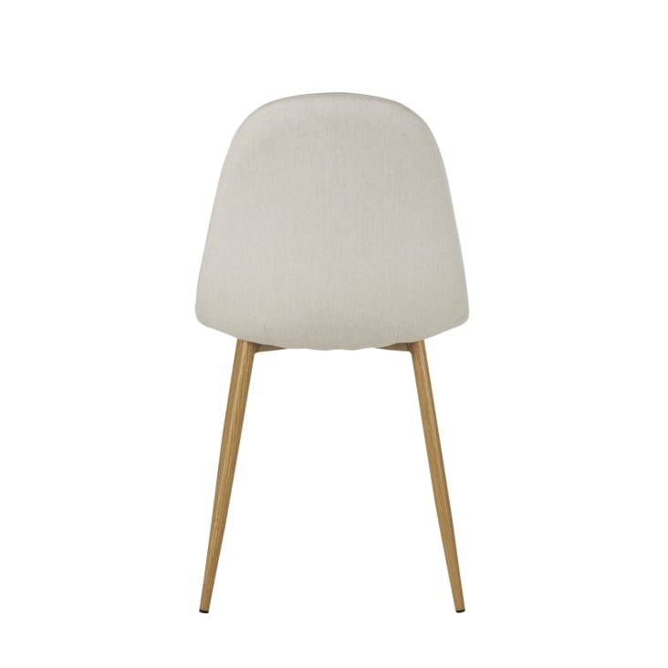 Maisons Du Monde Clyde - Silla De Tela Reciclada Beige Con Patas De Acero Efecto Roble