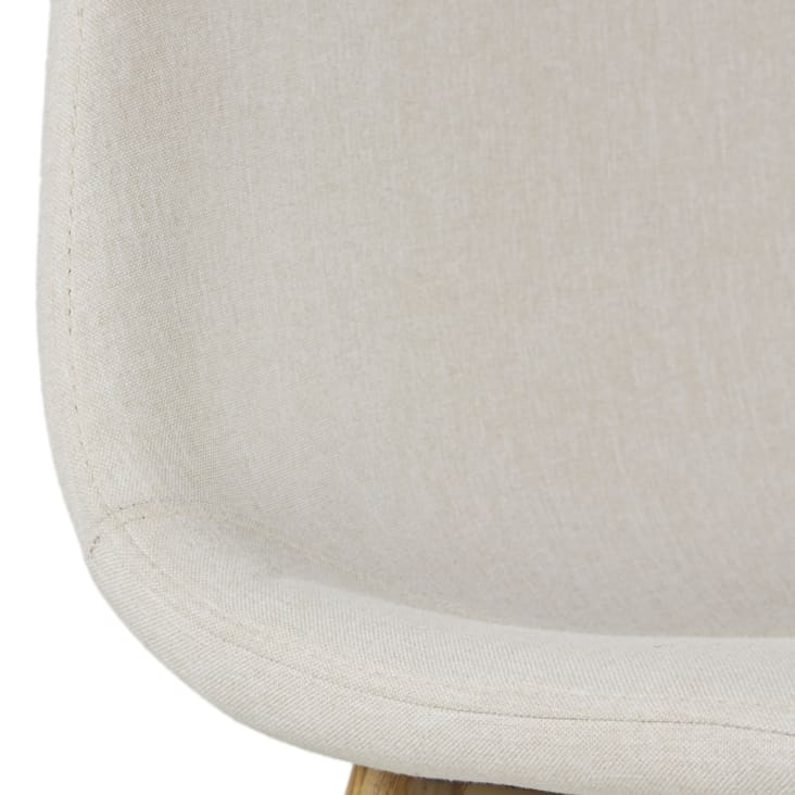 Maisons Du Monde Clyde - Silla De Tela Reciclada Beige Con Patas De Acero Efecto Roble