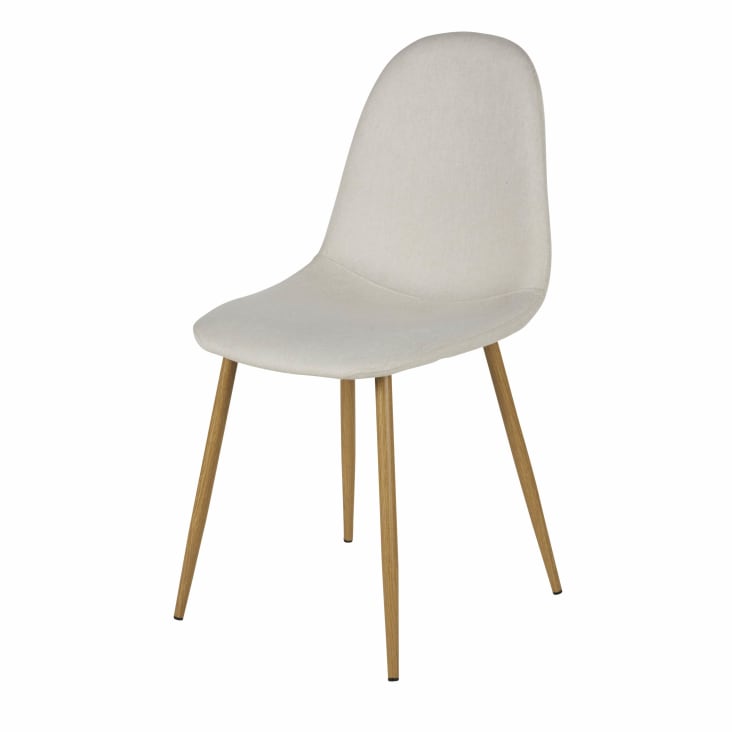 Maisons du Monde Clyde - Silla de tela reciclada beige con patas de acero efecto roble