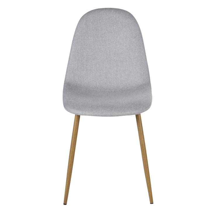 Maisons Du Monde Clyde - Silla De Tela Reciclada Gris Claro Con Patas De Acero Efecto Roble