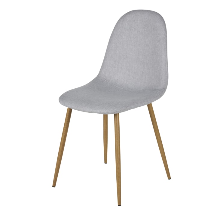 Maisons du Monde Clyde - Silla de tela reciclada gris claro con patas de acero efecto roble