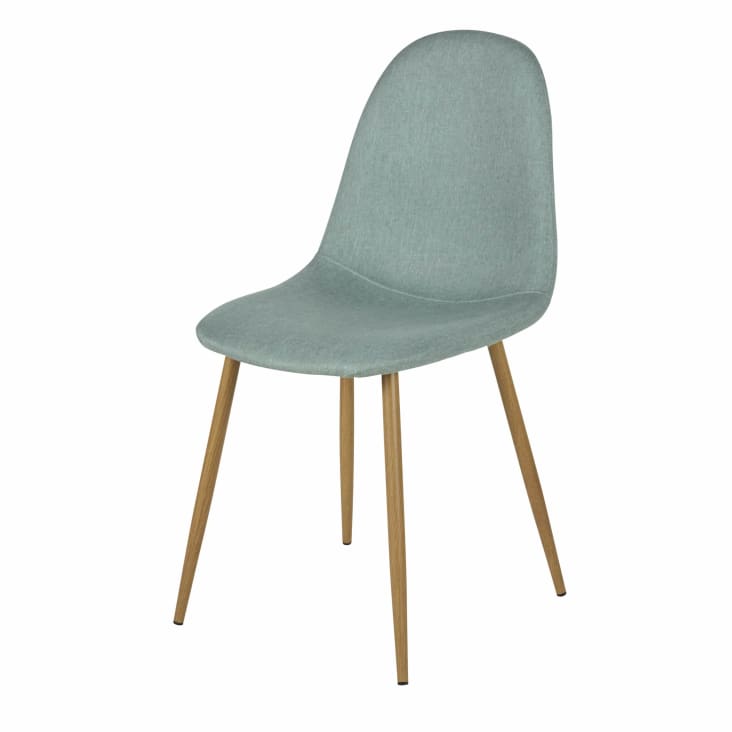 Maisons du Monde Clyde - Silla de tela reciclada verde agua con patas de acero efecto roble