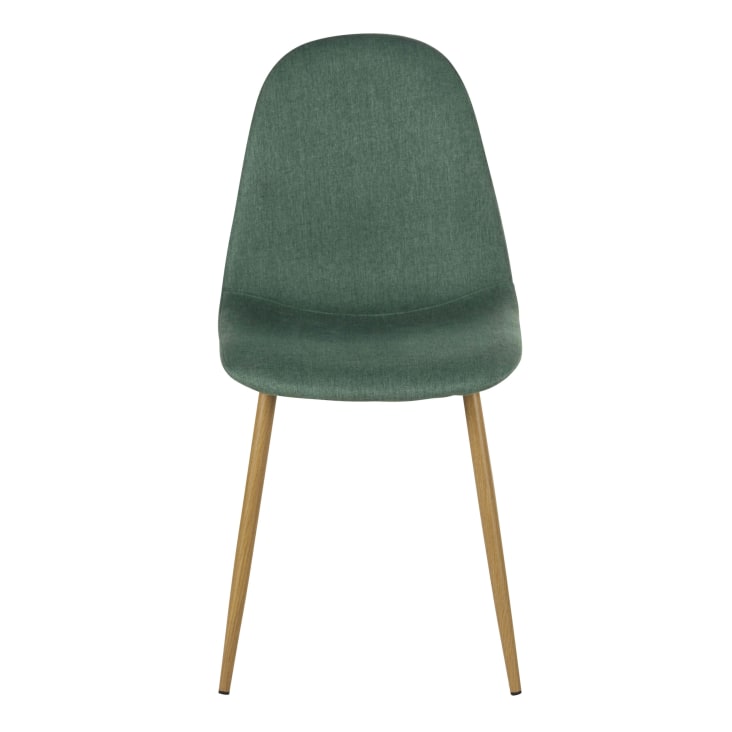 Maisons Du Monde Clyde - Silla De Tela Reciclada Verde Oscuro Con Patas De Acero Efecto Roble