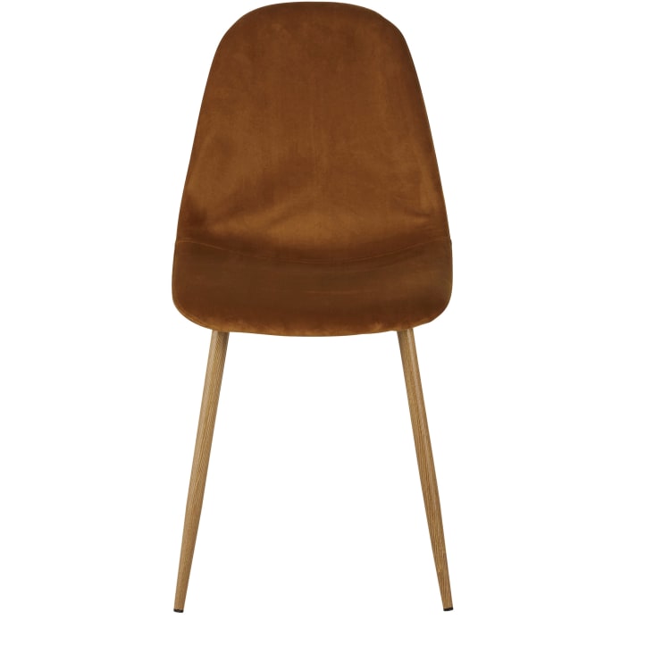 Maisons Du Monde Clyde - Silla De Terciopelo Reciclado Color Caramelo Con Patas De Acero Efecto Roble