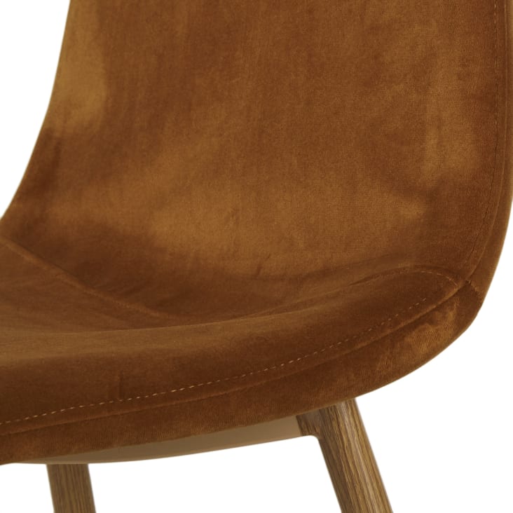 Maisons Du Monde Clyde - Silla De Terciopelo Reciclado Color Caramelo Con Patas De Acero Efecto Roble