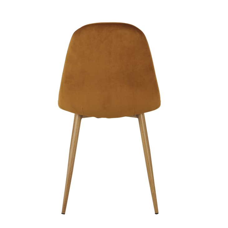 Maisons Du Monde Clyde - Silla De Terciopelo Reciclado Color Caramelo Con Patas De Acero Efecto Roble