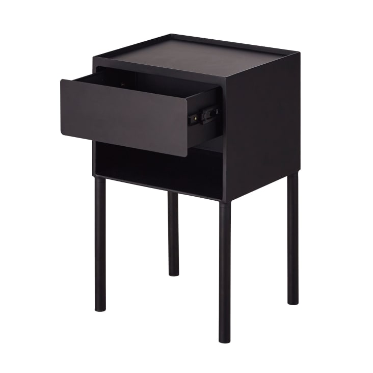 Maisons Du Monde Cobbi - Mesita De Noche De Metal Negro Con 1 Cajón