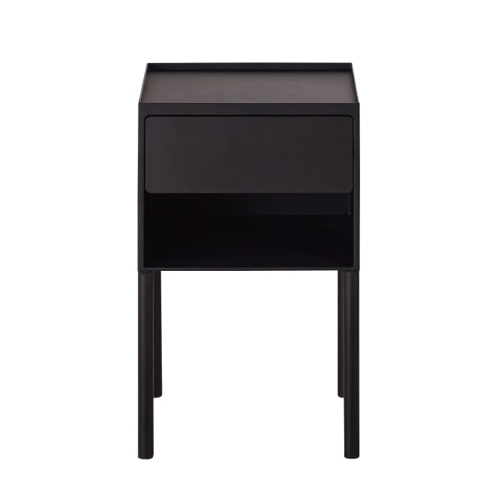 Maisons du Monde Cobbi - Mesita de noche de metal negro con 1 cajón