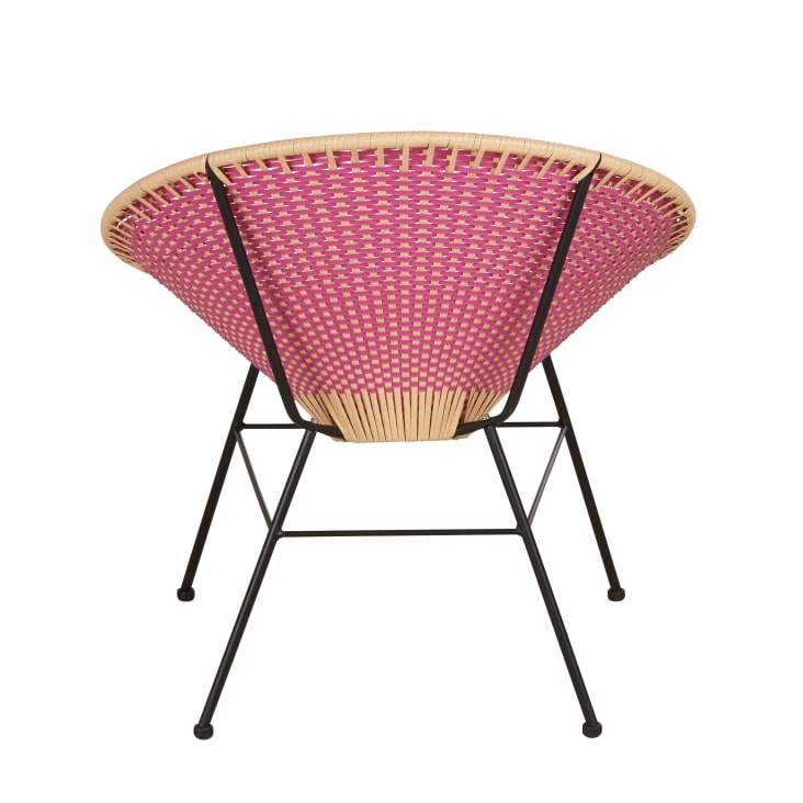 Maisons Du Monde Cobie - Silla De Jardín De Acero Negro Y Resina Reciclada En Rosa Y Beige