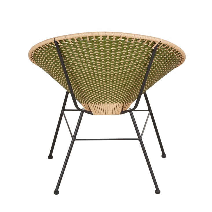 Maisons Du Monde Cobie - Sillón De Jardín De Acero Negro Y Resina Reciclada En Kaki Y Natural