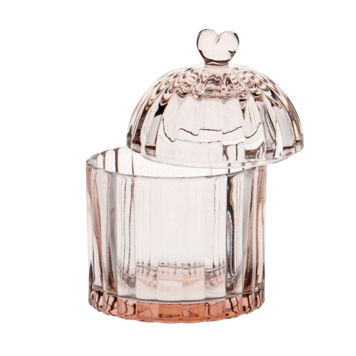 Maisons Du Monde Cœur - Bombonera Campana De Vidrio Rosa Alt. 12 Cm