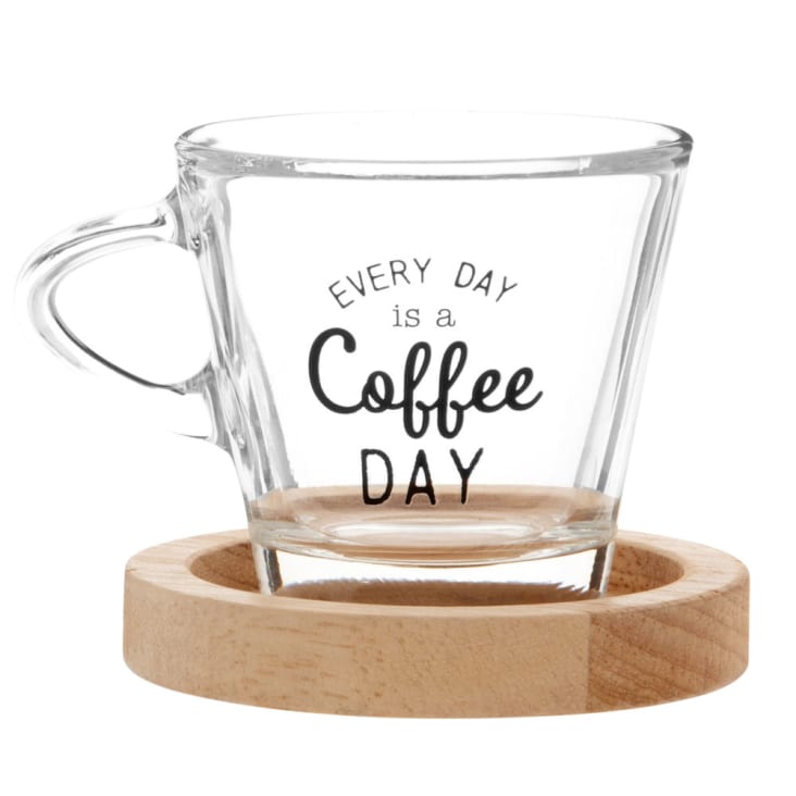 Maisons Du Monde COFFEE CLUB - Tazas De Café De Cristal (x6) Con Soporte De Metal Negro