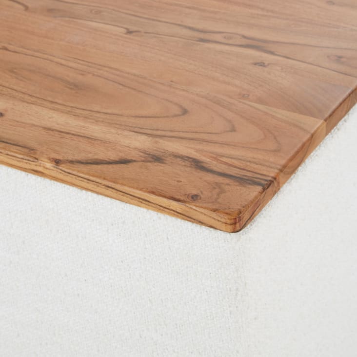 Maisons Du Monde Cofli - Banco Con Arcón De Madera Y Tela Rizada Blanca