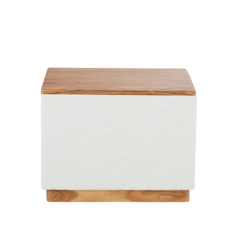 Maisons du Monde Cofli - Banco con arcón de madera y tela rizada blanca