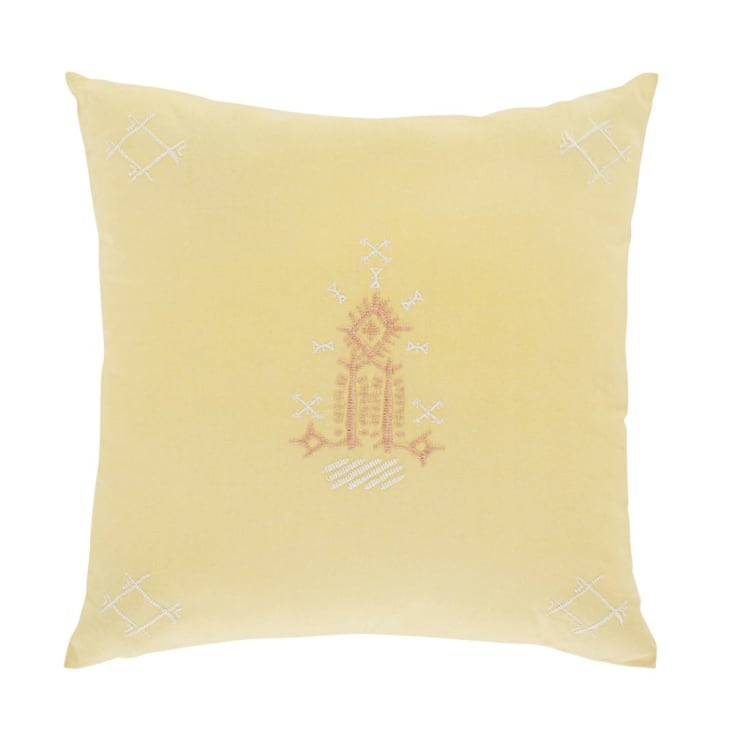Maisons du Monde Cojín de algodón con estampado color amarillo 45 x 45
