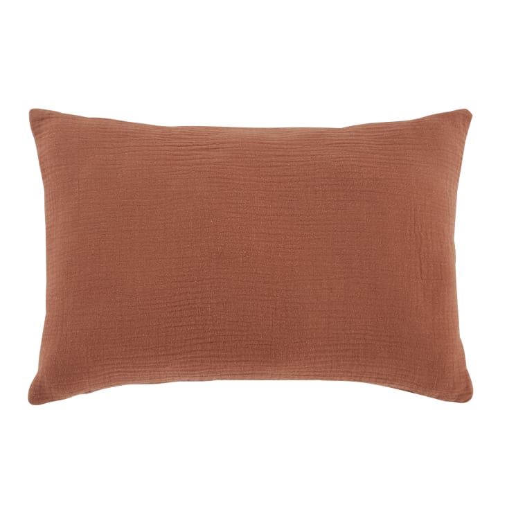 Maisons Du Monde Cojín De Gasa De Algodón Con Estampado Dorado Y Terracota 25 X 40