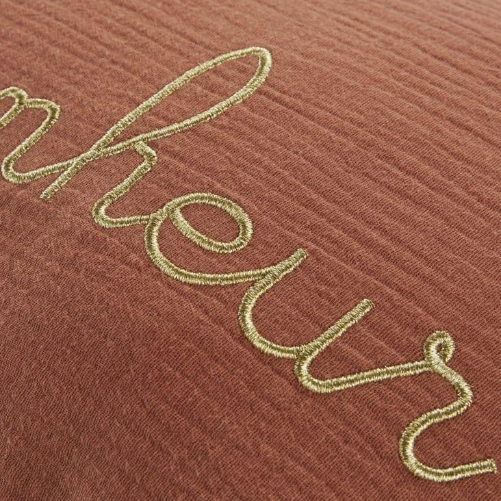 Maisons Du Monde Cojín De Gasa De Algodón Con Estampado Dorado Y Terracota 25 X 40