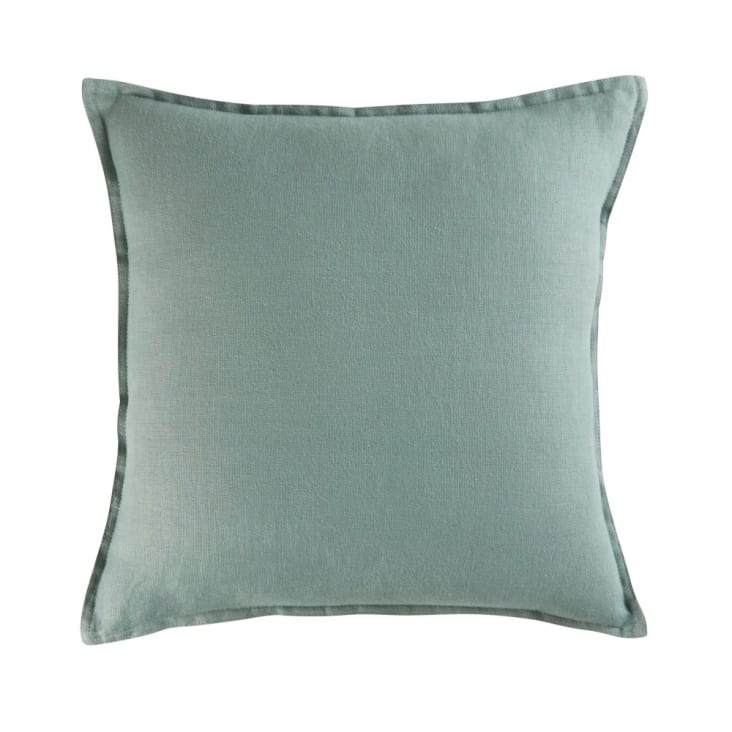 Maisons du Monde Cojín de lino lavado verde jade 45x45