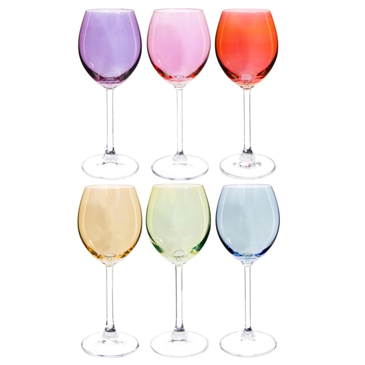 Maisons du Monde Colorama - Juego de 6 copas de vidrio multicolor COLORAMA
