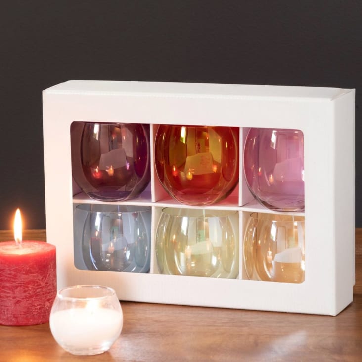 Maisons Du Monde Colorama - Juego De 6 Vasos Anchos De Vidrio Multicolor