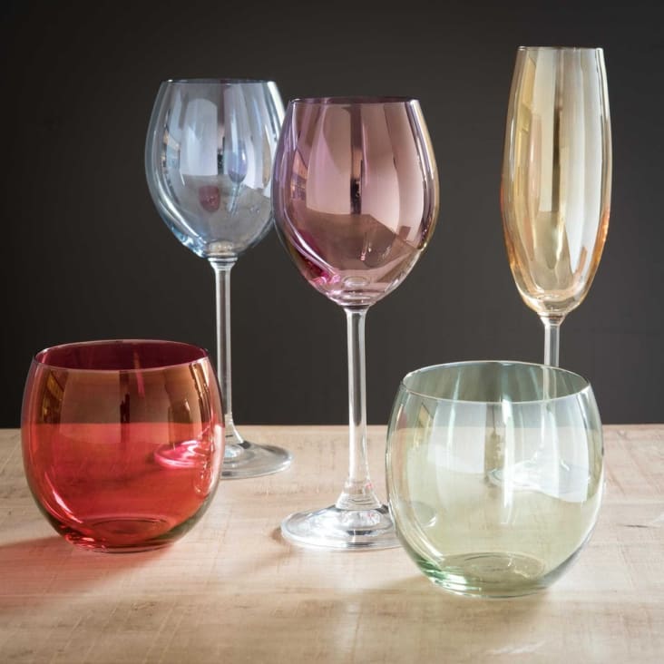 Maisons Du Monde Colorama - Juego De 6 Vasos Anchos De Vidrio Multicolor