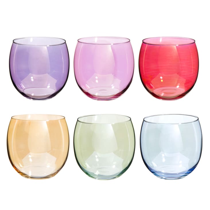 Maisons du Monde Colorama - Juego de 6 vasos anchos de vidrio multicolor