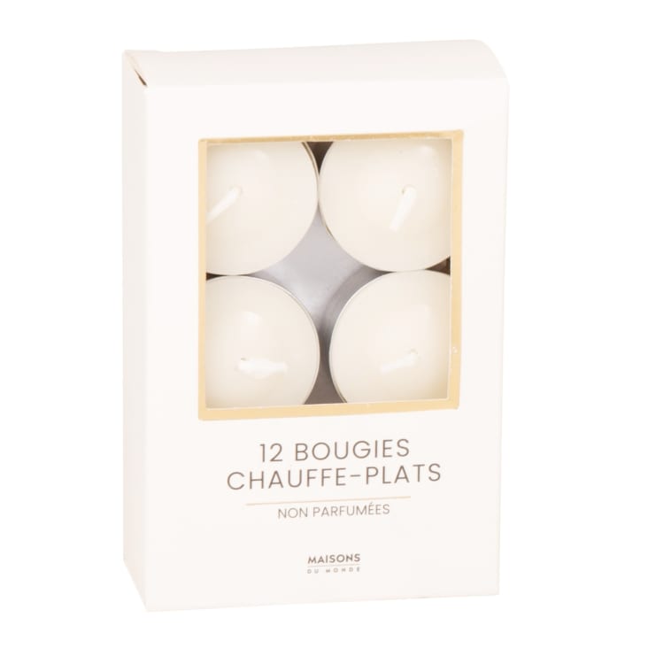 Maisons du Monde Colorama - Lote de 2 - Set de 12 velas de té blancas