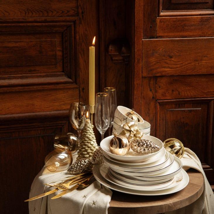 Maisons Du Monde Colorama - Lote De 3 - Set De 2 Velas Largas De Rayas Doradas