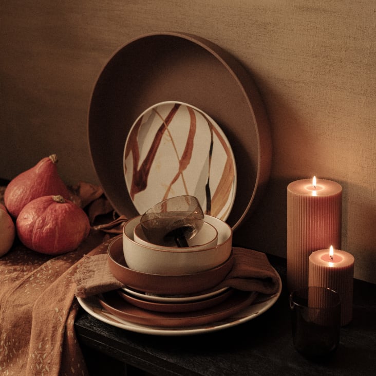 Maisons Du Monde Colorama - Vela Perfumada De Rayas Marrones 9x18 Cm