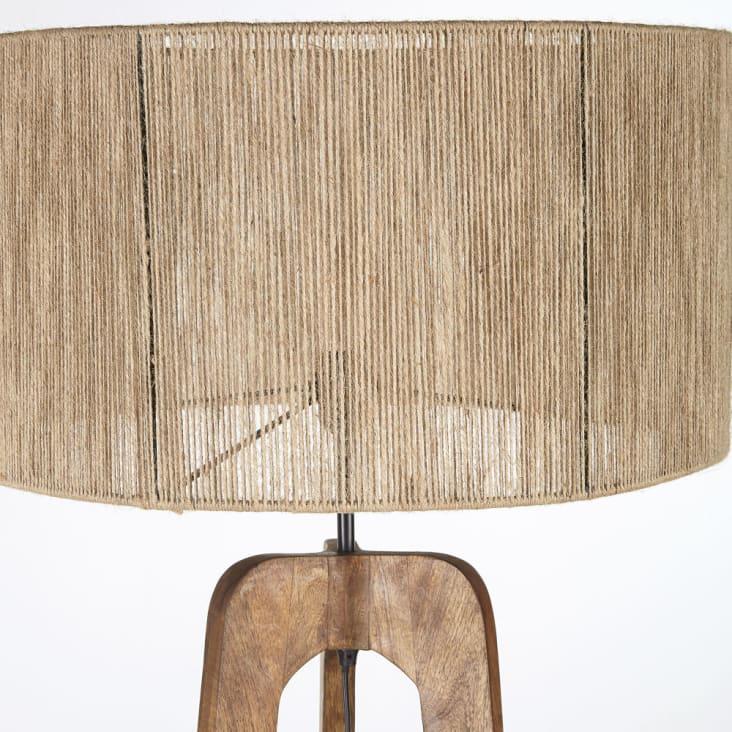 Maisons Du Monde COMMONS - Lámpara De Pie Trípode De Madera De Mango Con Pantalla De Rejilla De Hilo De Yute Trenzado A Mano Alt. 154