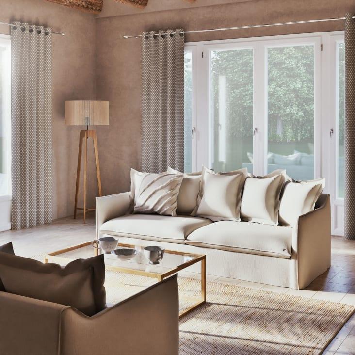 Maisons Du Monde COMMONS - Lámpara De Pie Trípode De Madera De Mango Con Pantalla De Rejilla De Hilo De Yute Trenzado A Mano Alt. 154