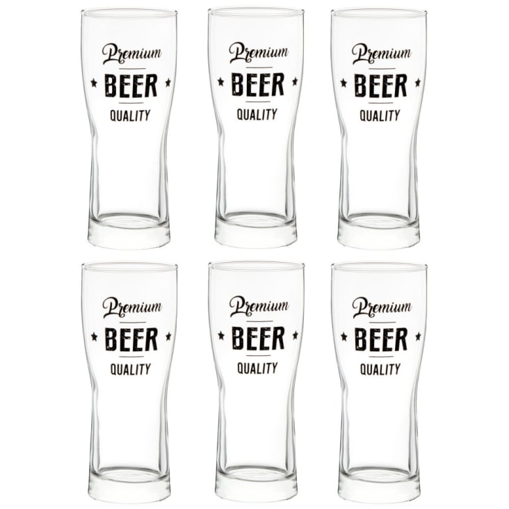 Maisons Du Monde Conjunto De Jarras De Cerveza (x6) Con Soporte De Madera De Eucalipto