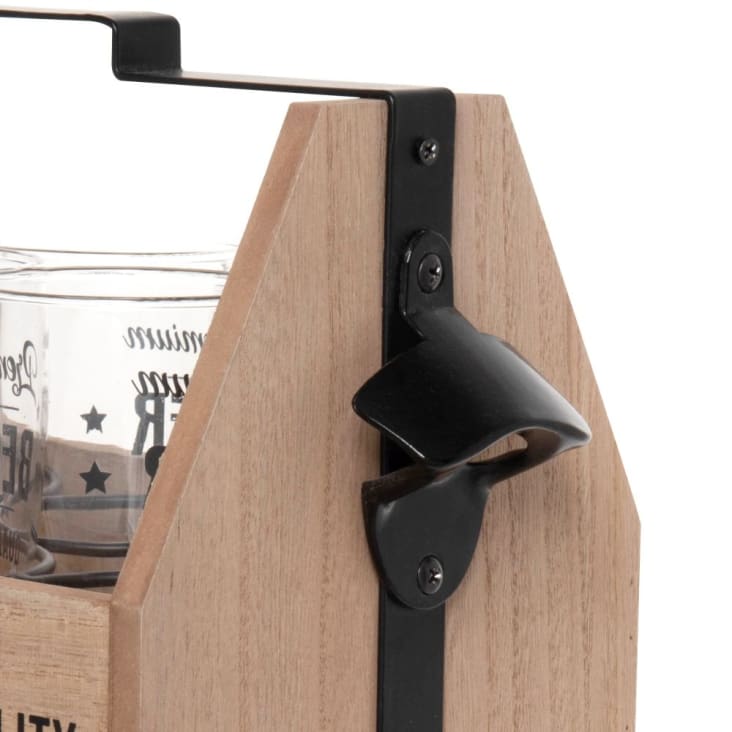 Maisons Du Monde Conjunto De Jarras De Cerveza (x6) Con Soporte De Madera De Eucalipto