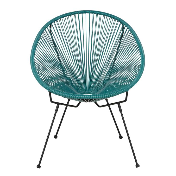 Maisons Du Monde Copacabana - Silla De Exterior Redonda De Acero Negro Y Resina Color Verde