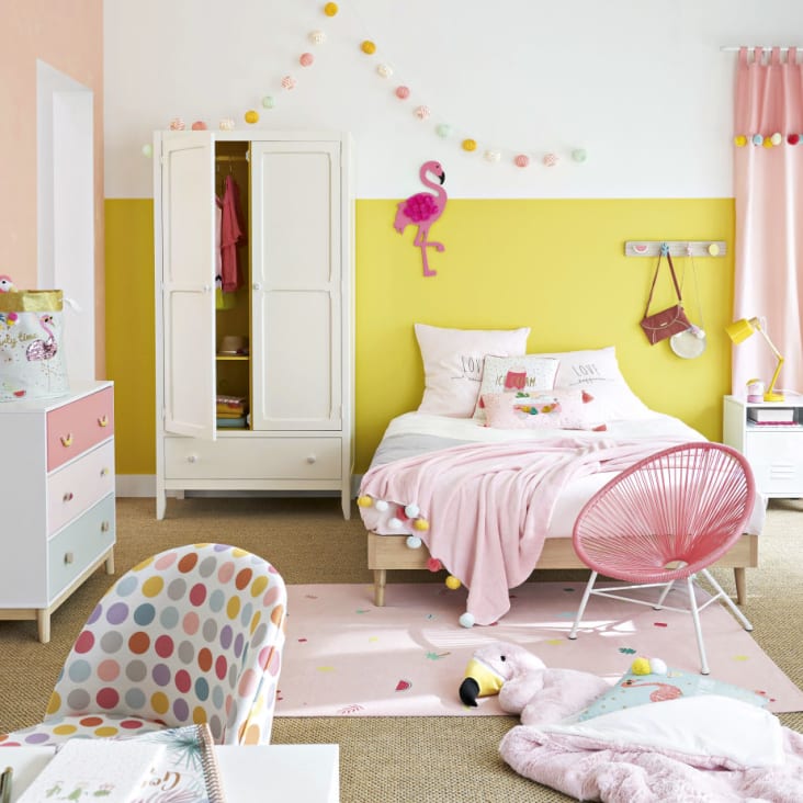 Maisons Du Monde Copacabana - Sillón Infantil De Jardín De Resina Rosa Y Metal Blanco