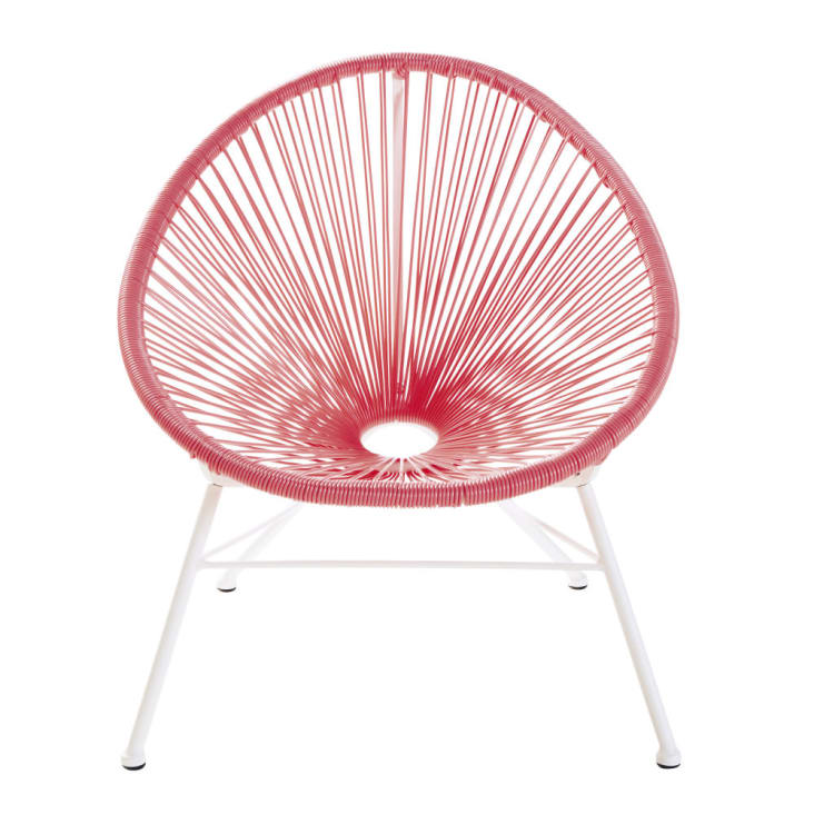 Maisons Du Monde Copacabana - Sillón Infantil De Jardín De Resina Rosa Y Metal Blanco