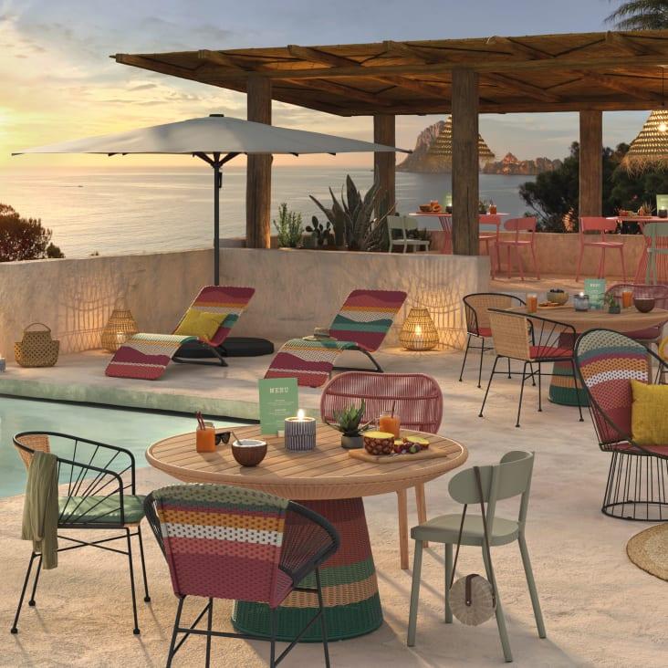 Maisons Du Monde Copacabana - Tumbona De Resina Trenzada Multicolor Y Acero En Negro